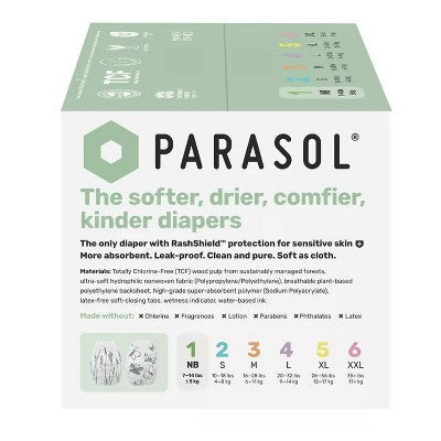 Parasol Clear+Dry Natural Disposable Diapers - Size 1 - 88ct