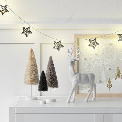 10ct LED Battery Operated Silver Star Christmas Novelty String Lights Warm White - Wondershop