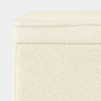 15" Single Square Small Storage Ottoman Cream Faux Shearling - Room Essentials