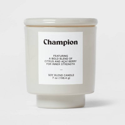 Grey Exterior Painted Glass w/ Glass Lid Citrus and Acai Berry "Champion" 7oz - Room Essentials