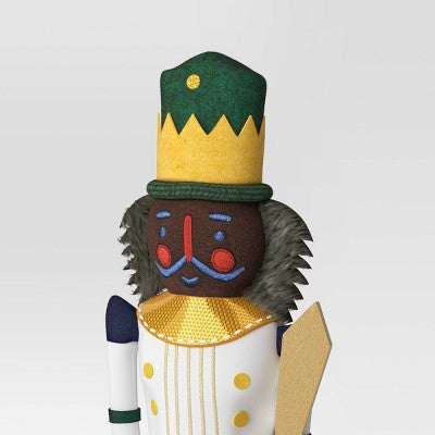 18.5" Christmas Fabric Decorative Nutcracker with Sword - Wondershop White/Gold