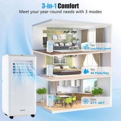 Costway 8000 BTU Portable Air Conditioner 3-in-1 Freestanding Air Cooler with Dehumidifier 5000 BTU(8000BTU ASHRAE) (LOCAL PICKUP ONLY)