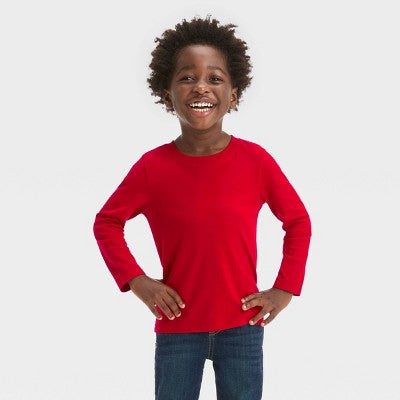 Toddler Boys' Long Sleeve Solid T-Shirt - Cat & Jack Red 18M
