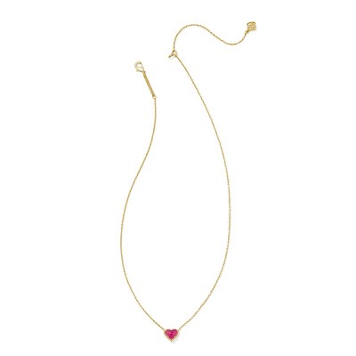 Kendra Scott Valentine's Day Anna Pendant Necklace - Fuchsia Opaque: 14K Gold Over Brass, Lobster Claw Clasp