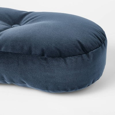 Velvet Oval Shaped Throw Pillow with Tufted Center Navy - Threshold designed with Studio McGee: Indoor Polyester Decorative Cushion