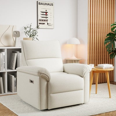 Wall Hugger Recliner Power Recliner Chair Nursery Single Sofa Accent Chair Leisure Lounge Chair, Beige Grey - ModernLuxe (LOCAL PICKUP ONLY)