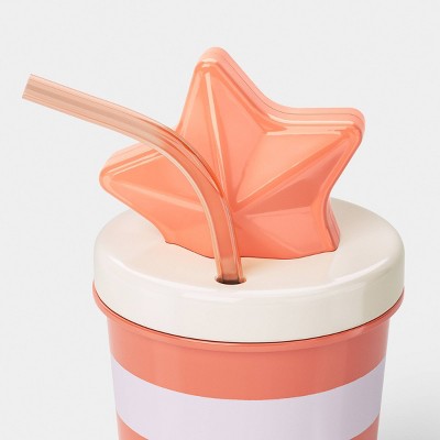 16 fl oz Striped Figural Star Straw Tumbler Pink - Sun Squad