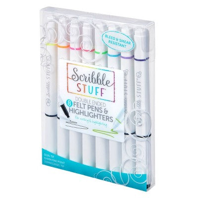 Scribble Stuff 8ct Doubled Ended Highlighter Marker/Fine Tip Pen