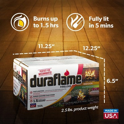 Duraflame 2.5lb Indoor Outdoor Fireplace Fire Pit Firelog 1.5 Hr Burn Time, 6 Pk (LOCAL PICKUP ONLY)