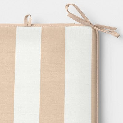 17"x17" Thick Stripe Seat Cushion Khaki - Room Essentials