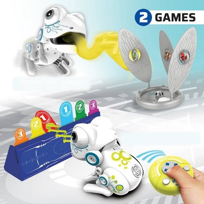 ROBO FROG Interactive Remote Control Toy with Tongue Flick Action, Catch Coins Game, Sound Effects and Target Board