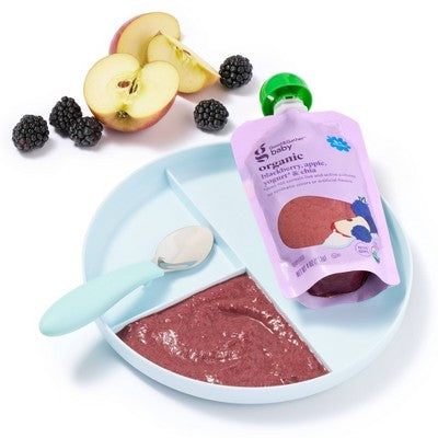 Blackberry Apple Yogurt & Chia Organic Baby Food Pouch - 4oz - Good & Gather: Age 8 Months+, Ready to Eat, Pureed 2nd Stage