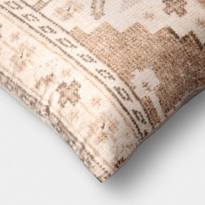 Square Printed Velvet Pillow ivory/khaki - Threshold: Fall