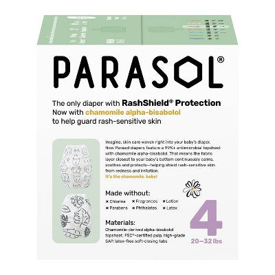 Parasol Chlorine-Free Diapers with RashShield Protection - Size 4 - 100ct