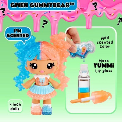 Yummiland Lip Gloss Doll: Mystery Color Change - Gwen Gummybear Includes DIY Lip Gloss + Removable Keychain
