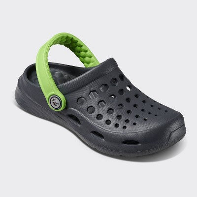 Joybees Toddler Harper Slip-On Clogs - Charcoal/Lime 8-9T