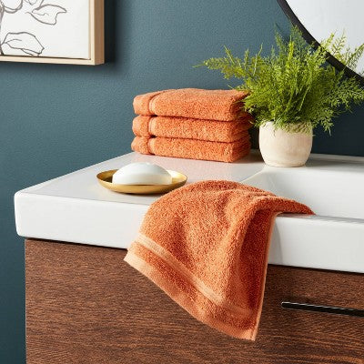 4pk Total Fresh Antimicrobial Washcloth Set Orange - Threshold