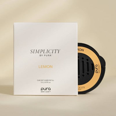Simplicity by Pura Lemon Car Fragrance Refill: Citrus Scented Essential Oil, 0.18 Net Wt, Single Pack, Safety Warnings