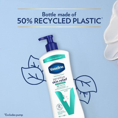 Vaseline Intensive Care 48-Hour Moisture Hypoallergenic Sensitive Skin Relief Pump Body Lotion Unscented - 20.3 fl oz