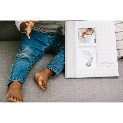 Pearhead Gingham Baby Memory Book - Gray