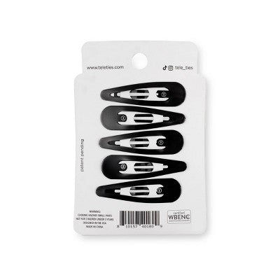 TELETIES Seamless Snap Hair Clips - Black - 6pc