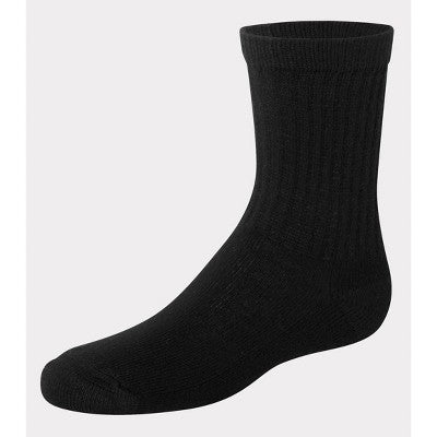 Hanes Boys' 12pk Cushioned Crew Socks - Black S: Moisture Wicking, Tagless, Knit Fabric