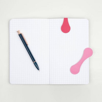 PU Leather 2pk Magnetic Bookmarks- Hot & Light Pink