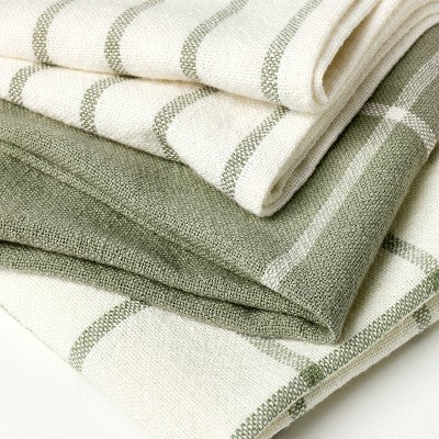3pk Kitchen Towels Sage Green - Figmint