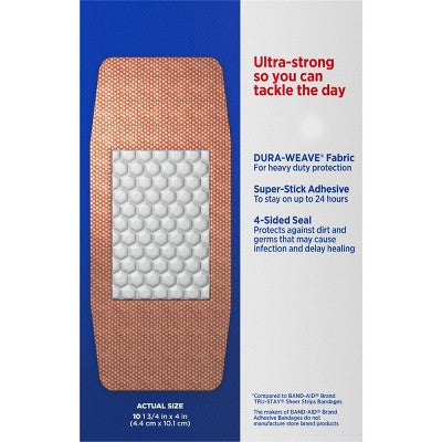 Band-Aid Brand Tough Strips Adhesive Wound Bandage, Extra Large, 10 ct