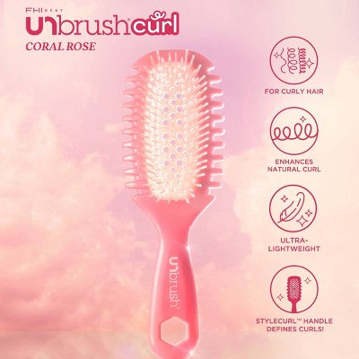 UNbrush Curl Hair Brush - Coral Pink: Detangling Brush, Nylon Bristles