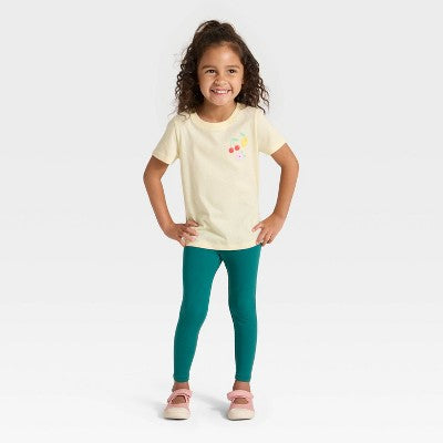 Toddler Girls' Solid Leggings - Cat & Jack Teal Green 2T