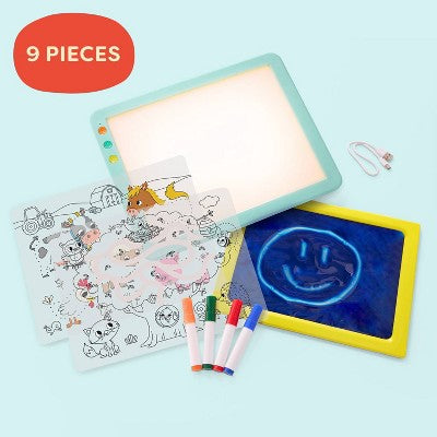 B. toys 3-in-1 Grab & Glow Lightboard - 9pc Portal LED Drawing Board for Kids, Travel Toy