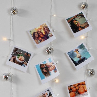 West & Arrow Disco Ball Curtain Light with Photo Clips Battery Powered