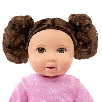 LullaBaby 14" Baby Doll with Wavy Brown Hair & Brown Eyes with Cuddler Wrap