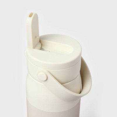 24oz Stainless Steel Hydration Water Bottle - Cream - Embark: Portable Drinkware, Polypropylene Lid
