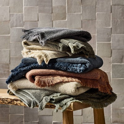 2pk Organic Texture Hand Towel Olive - Casaluna