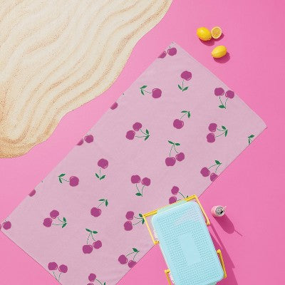 30"x60" Cherries Beach Towel Pink - Sun Squad