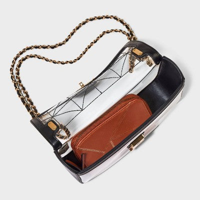 Elongated Refined Crossbody Bag - A New Day Clear: Shell, Adjustable Strap, Structured Design