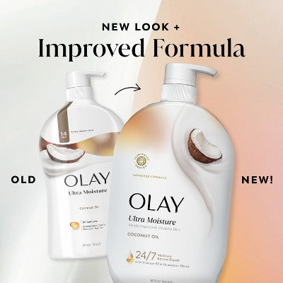 Olay Ultra Moisture Coconut Oil, Vitamin B3 and Hyaluronic Blend Body Wash - 35 fl oz: For Dry and Sensitive Skin, Liquid Formula, Whole Body Use