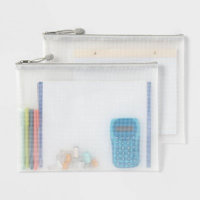 Paper Size Zip Pouches Water-Resistant andGray Zipper 2pk - up&up