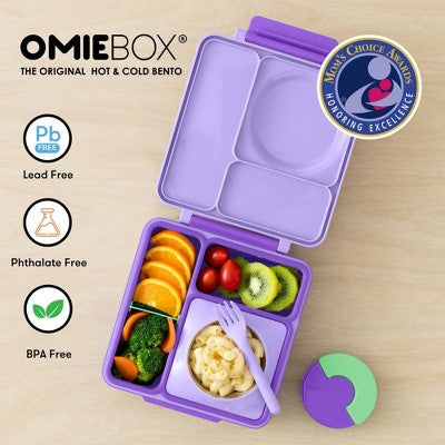 OMIEBox Insulated Bento Lunch Box with Leakproof Thermos Food Jar 3 Compartments - Lilac Purple