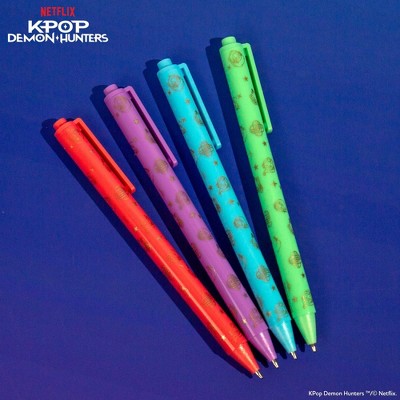 KPop Demon Hunters 4ct Ballpoint Pens Fine Point Black Ink