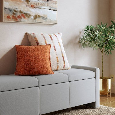 Marled Boucle Square Throw Pillow Orange - Threshold