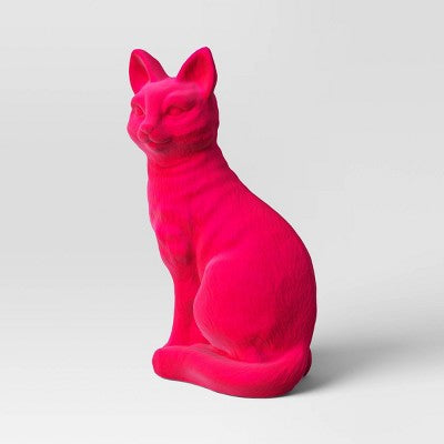 11" Plastic Flocked Neon Pink Cat Halloween Decorative Sculpture - Hyde & EEK! Boutique