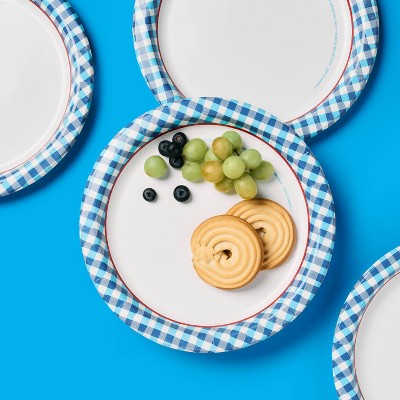 Disposable Plate 10" - Blue Checkered - 24ct - up&up