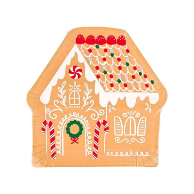 10ct Christmas Gingerbread Shaped Dinner Plates - Spritz