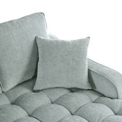 Christopher Knight Home Cynn Modern 55" Wooden Chenille Upholstered Chaise Lounge Sofa Bed with Tufted Seat and Detachable Pillows, Blue (LOCAL PICKUP ONLY)
