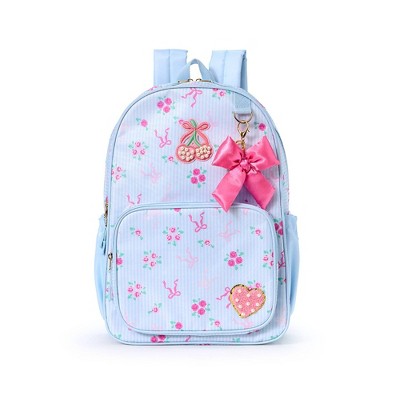 Locker Club Elevated Backpack Set with Pencil Case and Headphones - Blue Stripe Ribbons