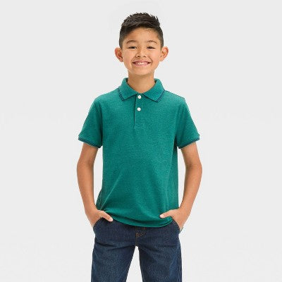 Boys' Short Sleeve Tipping Polo Shirt - Cat & Jack Dark M