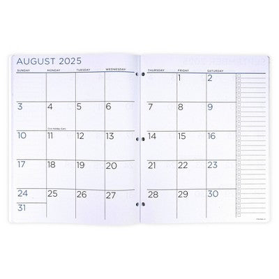 PlanAhead, See it Bigger, Jan 2025-Dec 2026 Monthly, Planner, 8.5"x11", Blue Leaf Floral